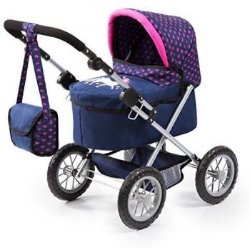 Bayer Design 13054AA Dolls Pram Trendy with bag, adjustable handle, Unicorn blue pink