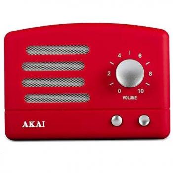 Akai R50BT - Altavoz inalámbrico Bluetooth, bateria Recargable USB, Color Rojo