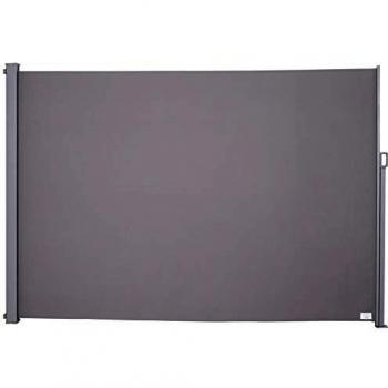 Paravent Retráctil Lateral 3x1,6m de Poliéster 280g/m² Anti-UV Gris para Exterior