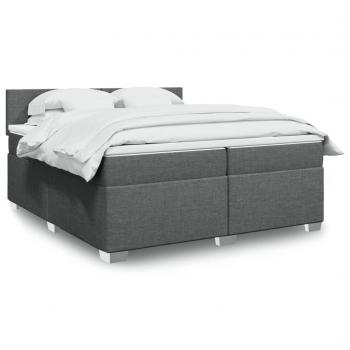 Cama box spring con colchón de muelles gris oscuro 200x200 cm Tela Vidaxl