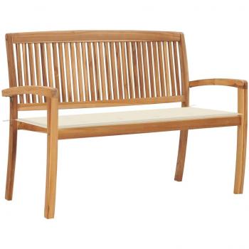 Stackable Garden Bench with Cushion 128.5 cm Solid Teak Wood