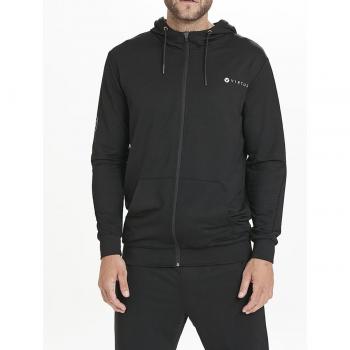 Sudadera con Capucha Virtus Brent para Hombre, Color Negro, Talla Grande, Alta Composición de Viscosa