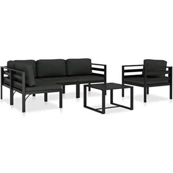 6-Piece Anthracite Aluminum Garden Lounge Set with Cushions