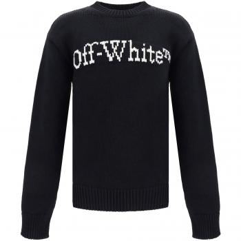Off-White Men's Black Round-neck Knit Sweater, Size M