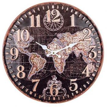 Reloj Pared Mundo Signes Grimalt ORIGEN Home Decor - Adorno Pared, Reloj Negro, Medidas 40x4x40 cm