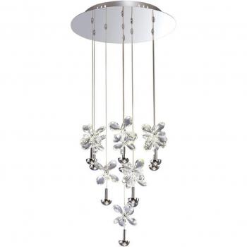 Lámpara colgante redonda Aviva 10 bombillas 4000K LED cromo pulido cristal