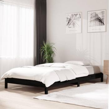 Cama apilable de madera de pino maciza negra 80x200 cm