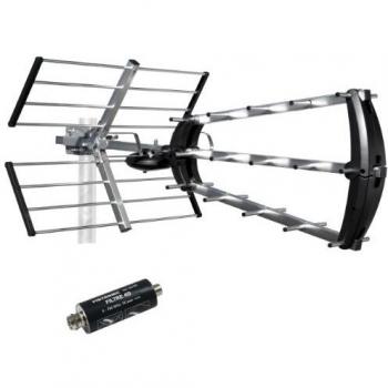Metronic 415044 - Antena exterior UHF triple con filtro 4G, plateada