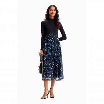 Vestido Desigual midi combinado marino