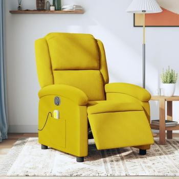 Silla reclinable eléctrica de masaje terciopelo amarillo Vidaxl