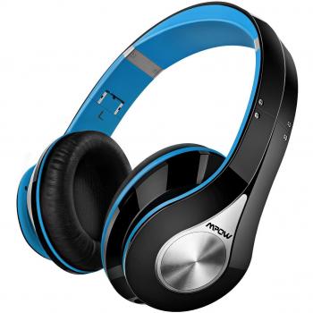Mpow 059, Cascos Bluetooth para TV, Auriculares de Diadema Inalámbricos, Plegable con Micrófono Manos Libres y Hi-Fi Sonido Estéreo 20Horas Reproducción de Música para PC, Movil, Azul