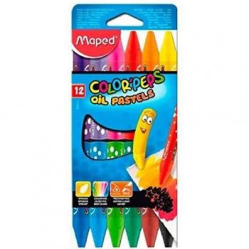 Maped Color'Peps Oil Pastel Crayons - Set of 12 Assorted Colors