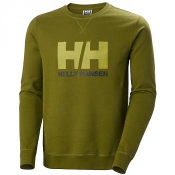Sudadera Logo Crew Helly Hansen para hombre, color verde, talla S, casual, manga larga, fabricada en algodón orgánico