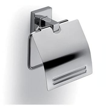 Portarrollo de WC Olimpo con Tapa, Acero Inoxidable Brillante, 12.6x4.8x13 cm