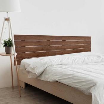 Cabecero de Madera Reciclada DM Estilo Palet Horizontal con Herrajes Incluidos (90cm y 190cm, Roble y Nogal)