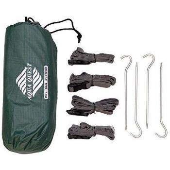 Aqua Quest Guide Sil Tarp & Accessories Kit - 100% Waterproof & Ultralight RipStop Nylon Material - 10 x 7 ft Tarpaulin, 4-pc Boa Adjustable Strap Set, 4 Lightweight Pegs - Medium / Small - Green by Aqua Quest