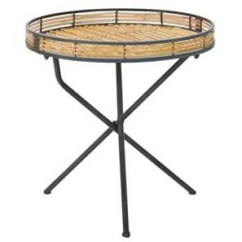 Mesa Auxiliar Adda Home Metal y Bambú Azul y Marrón 50x50x51 cm