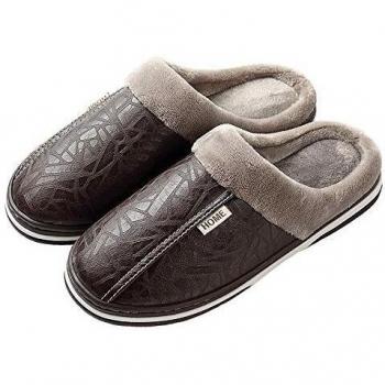 CELANDA Zapatillas de Estar por casa para Mujer Impermeables de PU Pantuflas Térmicos de Invierno Suave Algodón Casa Zapatos Cómodo Y Antideslizante