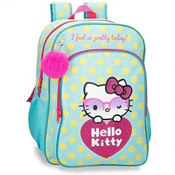 Hello Kitty Pretty Glasses Mochila Escolar Adaptable a Carro Verde 30x40x13 cms Poliéster 15,6L