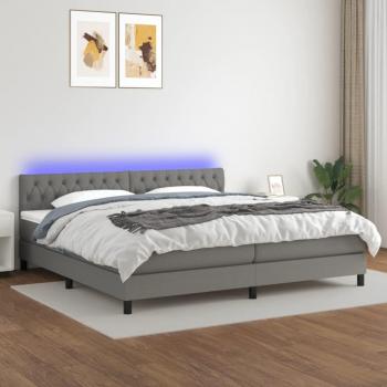 Colchón de cama suave y tela LED gris oscuro 200x200cm, Jinlefu - Cama box spring colchón y luces led tela gris claro 200x200 cm vidaXL - Gris