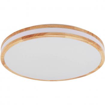 Lámpara de techo Lindby LED Emiva, Ø 49,5 cm, CCT, madera, moderna, color marrón, hecha de madera para salón y comedor (1 bombilla)