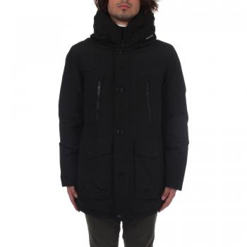 Woolrich Men's Black Long Arctic Parka in Ramar Fabric with Duck Down Insulation, Size S