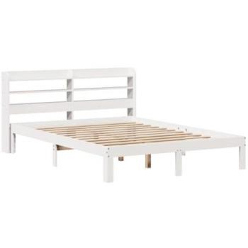 Cama solar con cabecero sin colchón blanco 140x200 cm