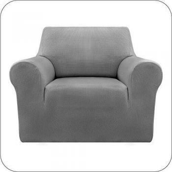 UMI. by Amazon Funda Sofa Suave Elastica de Color Liso 1 Plaza Gris Claro