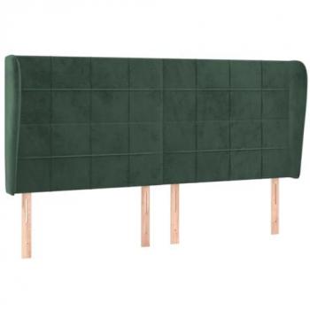 Cabecero con Orejas de Terciopelo Verde Oscuro 163x23x118/128cm