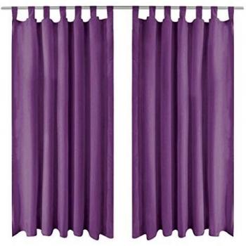 vidaXL Cortinas Micro-Raso con Bucles 2 Piezas 140x225cm Lila Decoración Hogar