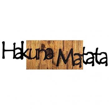 Decoración Mural Rústica de Madera y Metal con Inscripción Hakuna Matata - Estilo Wellhome