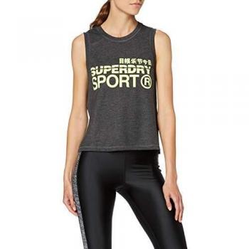 Superdry Active Loose Vest Camiseta, Mujer, Black Marl, 8
