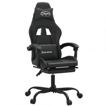 Silla gaming giratoria y reposapiés cuero sintético negro vidaXL