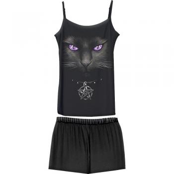 Spiral Bright Eyes Gothic Pajamas - Black/White - S to XL - Women's