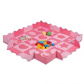 Alfombra Puzle Bebé 52 Piezas Goma EVA Sin Sustancias Nocivas 1,4 m² Suelo de Juego Niños Rosado y Fucsia