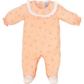 Pelele de bebé niña estampado con volante en color naranja