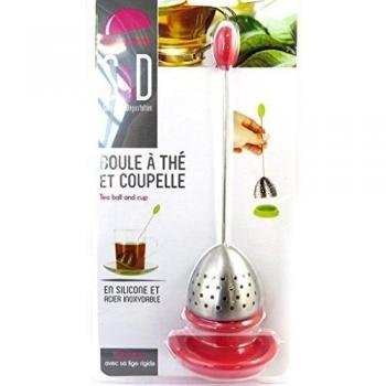 Bola de té 'Coloriage'rojo - silicona + copa de acero.