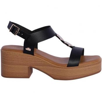 Sandalias de plataforma de mujer Lara color negro con hebilla