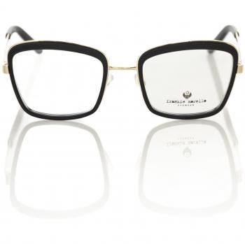 Frankie Morello Black Metallic Fibre Frames - Female Glasses, Size: ONE SIZE, Color: Black and Gold, Square Eyeglasses