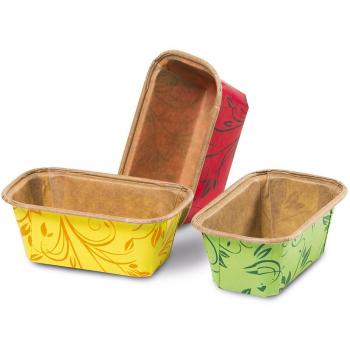 Set de 6 moldes desechables para mini plumcake 8x4 cm, papel de hornear, colores surtidos