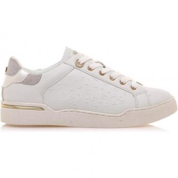 Zapatillas deportivas para mujer 68410 blanco con cierre de cordones y puntera redonda