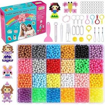MEIRUIER 4000pcs Regalo Chico Chica Niños DIY Educativos Artesanía Craft Kits Abalorios Cuentas de Agua Rompecabezas Kit Abalorios 24 Colors
