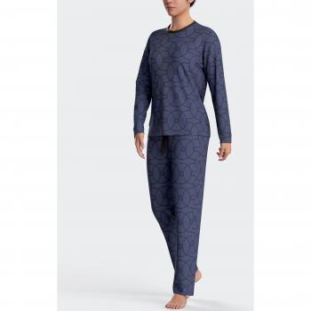 Impetus - Pijama de mujer largo con estampado geométrico en algodón modal AZUL