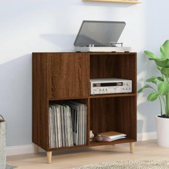 Soporte para discos de madera contrachapada de roble marrón 84,5x38x89 cm