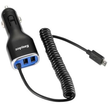 EasyAcc Cargador de Coche Micro USB con 2 Puertos Universals 34W 6.8A Carga Rápida para iPhone iPad Samsung Huawei LG BQ Tableta Negro