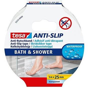 Cinta Antideslizante Transparente para Baño y Ducha TESA 5m x 25mm