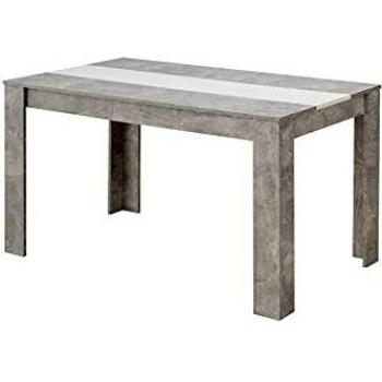 Mesa de comedor fija Domus cemento y blanco, 74,5 x 135 x 80,5 cm
