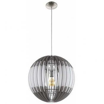 Lámpara Colgante Eglo Olmero Níquel Mate 1 Bombilla E27 70cm con diseño en madera gris y blanco