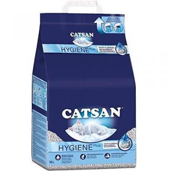 Catsan Hygiene Plus Areia Absorvente para Gatos (2 x 18 l) + Whiskas Dentabites Snacks de Pollo Megatubo (2 x 350 g) con 15% de Desc