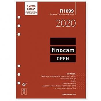 Finocam - Recambio Anual 2020 semana vista vertical Open R1099 español, 1000-155x215 mm